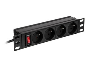 NETRACK 125-10-01 Netrack listwa zasilająca 10 1U, 230V/16A, 4xE, ALU