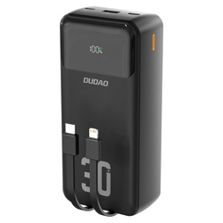 Powerbank Dudao K15MAX 30000mAh PD 22.5W z wbudowanymi kablami - czarny