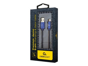 GEMBIRD CC-USB2J-AMLM-1M-BL Gembird Kabel USB do 8-pin (metalowe wtyki, oplot nylonowy denim - jeans) 1m