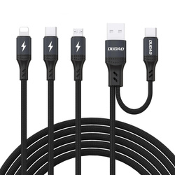 Kabel Dudao L3W USB-A/USB-C do Lightning/USB-C/MicroUSB 66W - czarny