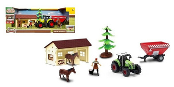 Traktor ze światłem i dźwiękiem oraz stajnią