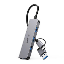 Hub USB-A/USB-C Orico YSA5-U3 stacja dokująca 3x USB-A 2.0 + 1x USB-A 3.0 - szary