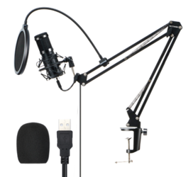 Mikrofon studyjny / pojemnościowy USB BlitzWolf BW-CM2, statyw, filtr pop