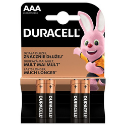 Bateria jednorazowa alkaliczna, paluszek, AAA, 1.5V, Duracell, blistr, 4-pack, 42322, Basic