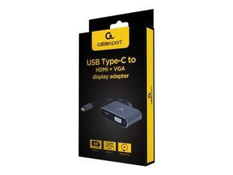 GEMBIRD A-USB3C-HDMIVGA-01 Adapter USB typu C na HDMI + VGA szary