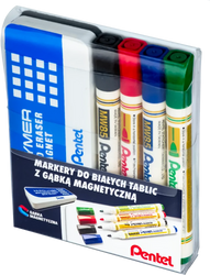 Zestaw 4 markerów+gąbka magnetyczna