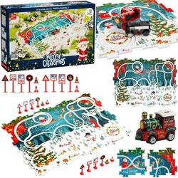 Kolejka tor puzzle świąteczne 25el