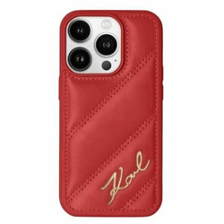 Etui Karl Lagerfeld Diagonal Quilted Script na iPhone 15 Pro Max - czerwone