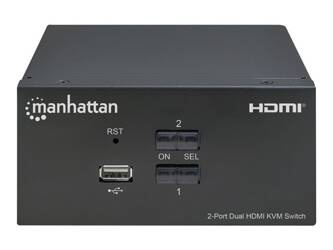 MANHATTAN Przełącznik KVM HDMI/USB 2x1 Dual-Monitor Video 4K 30Hz