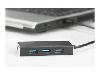DIGITUS DA-70240-1 DIGITUS HUB/Koncentrator 4-portowy USB 3.0 SuperSpeed, aktywny, HQ aluminium