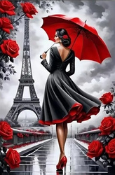 Diamentowa Mozaika Kobieta w Paryżu NO-2001721