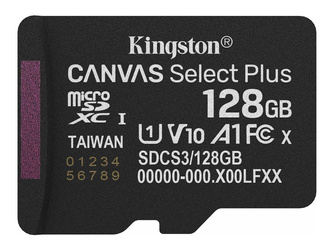 KINGSTON 128GB micSDXC Canvas Select Plus Gen3 150R A1 Single Pack w/o ADP