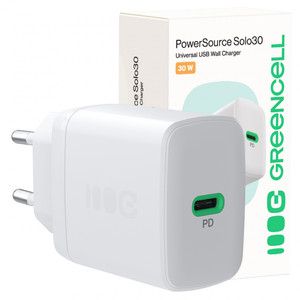 Greencell PowerSource Solo30 Biała Ładowarka sieciowa 30W USB-C Power Delivery