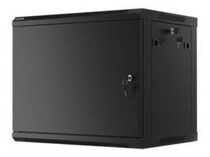 LANBERG Wall mount cabinet 19inch 9U 600x450 steel doors black flat pack