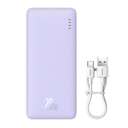 Powerbank Baseus Airpow 20W 20000mAh z kablem Baseus Simple Series USB-A - USB-C 50 cm - fioletowy