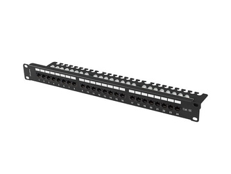 PATCH PANEL 24 PORT 1U 19" KAT.5E UTP Z ORGANIZEREM KABLOWYM CZARNY LANBERG