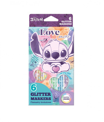 Flamastry brokatowe Disney Fashion Stitch pastel 6 kolorów