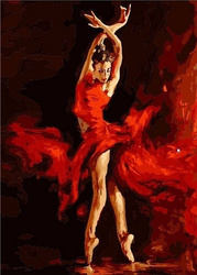 Diamentowa Mozaika Tancerka w czerwonej sukni NO-1007106