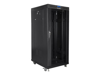 LANBERG free standing rack 19inch cabinet 27U 600x800 glass door LCD flat pack black