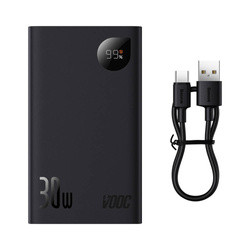 Baseus Adaman2 powerbank z wyświetlaczem cyfrowym 20000mAh 30W 2 x USB / 1x USB Typ C Power Delivery Quick Charge SCP, Oppo Super VOOC czarny (PPAD050101)