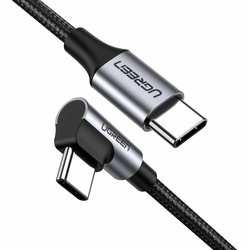 Kabel USB-C do USB-C, kątowy UGREEN  US255 QC 3.0 PD 3A 60W 1m (czarny) 50123