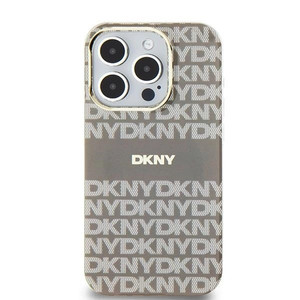 Etui DKNY IML Mono & Stripe MagSafe na iPhone 15 / 14 / 13 - beżowe