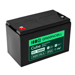 Greencell AGM VRLA 12V 100Ah bezobsługowy akumulator do UPS, wagi, kampera (332x175x220mm)