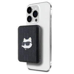 Powerbank Karl Lagerfeld Choupette Head Pin MagSafe indukcyjny 5000mAh 16W - czarny