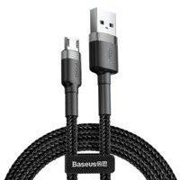 Baseus Cafule Cable wytrzymały nylonowy kabel przewód USB / micro USB QC3.0 2.4A 0,5M czarno-szary (CAMKLF-AG1)