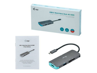 ITEC C31NANODOCKPD i-tec USB-C Metal Nano Stacja Dokująca 1x HDMI 4K Ultra HD 30Hz 3x USB 3.0 1x PD
