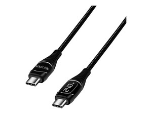 LOGILINK CU0185 Kabel USB 2.0 Type-C C/M na USB-C/M E-mark PD wyświetlacz czarny 2m
