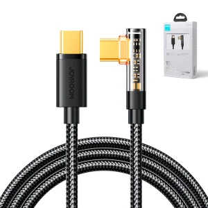 Joyroom kabel USB C kątowy - USB C do szybkiego ładowania i transferu danych 100W 1,2 m czarny (S-CC100A6)