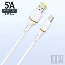 Kabel Dudao L25T USB-A - USB-C silikonowy 5A 1m - biały