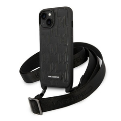 Etui Karl Lagerfeld Monogram Plaque Logo Strap na iPhone 14 / 15 / 13 6,1` - czarne