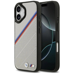 Etui BMW M Tricolor Metal Logo MagSafe do iPhone 17 - szare