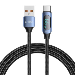 Kabel Tech-Protect UltraBoost z wyświetlaczem LED USB-C / USB-A 66W 6A 2m - niebieski