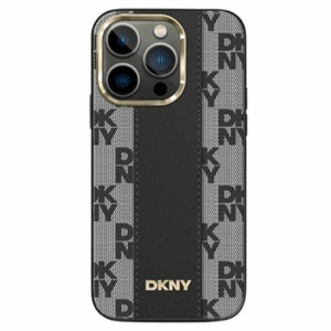 Etui DKNY Leather Checkered Mono Pattern MagSafe na iPhone 15 Pro - czarne