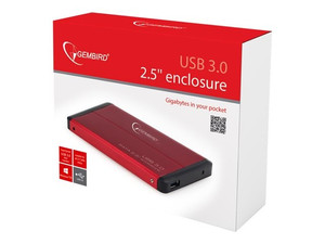GEMBIRD EE2-U3S-2-R Gembird obudowa USB 3.0 na dysk HDD/SSD 2.5 SATA, aluminiowa, czerwona