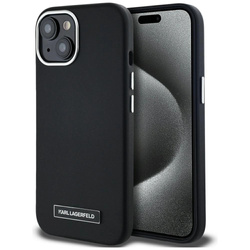 Etui Karl Lagerfeld FW Metal Plate MagSafe na iPhone 15 - czarne