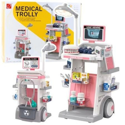 Zestaw doktor wózek medyczny różowy 26el