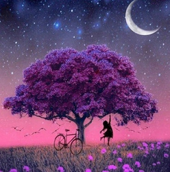 Diamentowa Mozaika Drzewo fioletowe- rowerem w świat magii NO-1005273