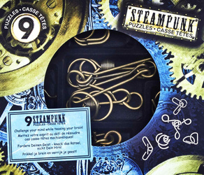 Łamigłówki metalowe Steampunk zestaw niebieski 9 szt.