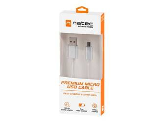 NATEC NKA-1211 Extreme Media kabel microUSB - USB 2.0 (M), 1m, srebrny, nylonowy oplot
