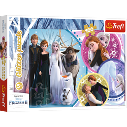 Puzzle 100 brokatowe W blasku miłości Kraina lodu 2