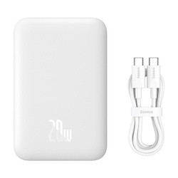Powerbank Baseus Magnetic Mini 6000mAh 20W z kablem Simple Series USB-C - biały