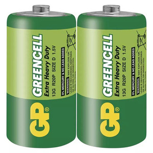Bateria cynkowo-węglowa, ogniwo format D, D, 1.5V, GP, folia, 2-pack, Greencell