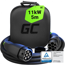 Green Cell GC Snap Kabel EV Typ 2 11kW 5m 16A do Ładowania Tesla Model Y 3 S X, Kia EV6, VW ID.4, ID.5, BMW i4, iX, Ford Mach-E