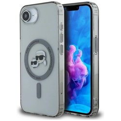 Etui Karl Lagerfeld IML Metal Karl & Choupette Heads MagSafe na iPhone 16e - czarne