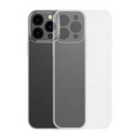 Baseus Frosted Glass Case etui pokrowiec do iPhone 13 Pro Max sztywna obudowa z żelową ramką przezroczysty (ARWS000802)