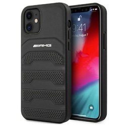 Etui AMG Leather Debossed Lines na iPhone 12 mini - czarne